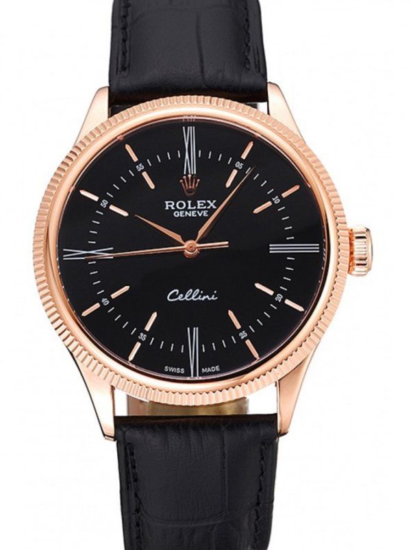 Superclone Rolex Cellini 39mm eplica Watch Black Dial Luxury Men's Timepiece 622656