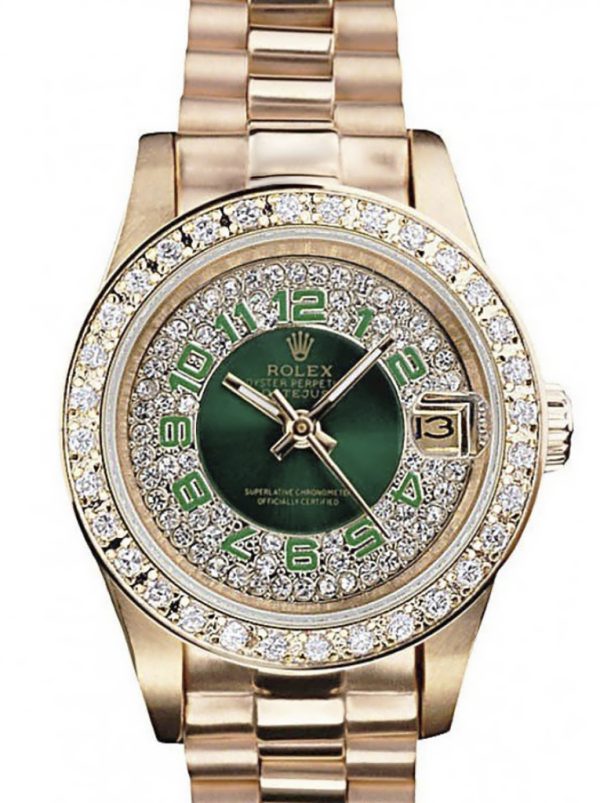 Rolex Datejust 28mm Green Dial Replica Luxury Women's Watch