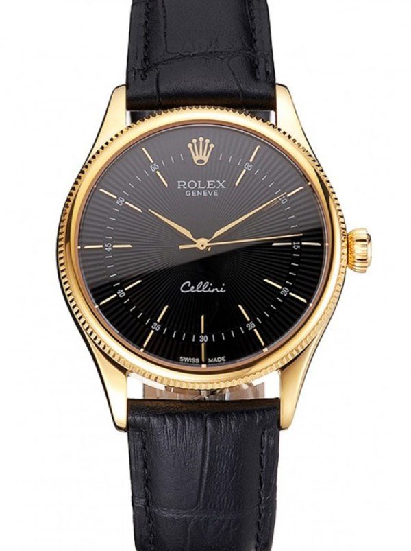 Rolex Cellini Superclone Replica 38mm Black Dial Luxury Watch