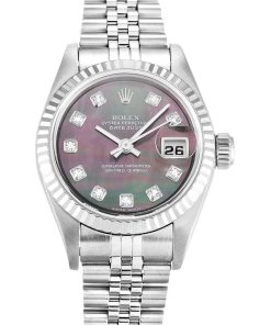 Rolex Lady-Datejust Replica 26mm Mother of Pearl Black Dial 79174 Luxury Women's Watch