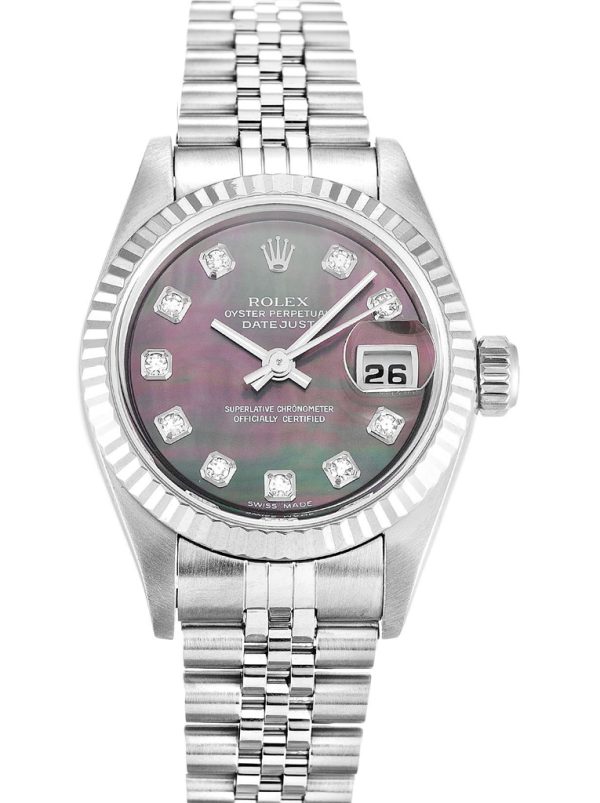 Rolex Lady-Datejust Replica 26mm Mother of Pearl Black Dial 79174 Luxury Women's Watch