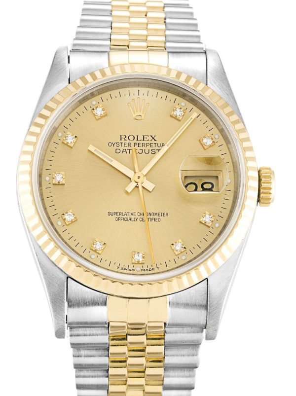Rolex Datejust Replica 36mm Champagne Diamonds Dial 16233 Luxury High-Quality Watch