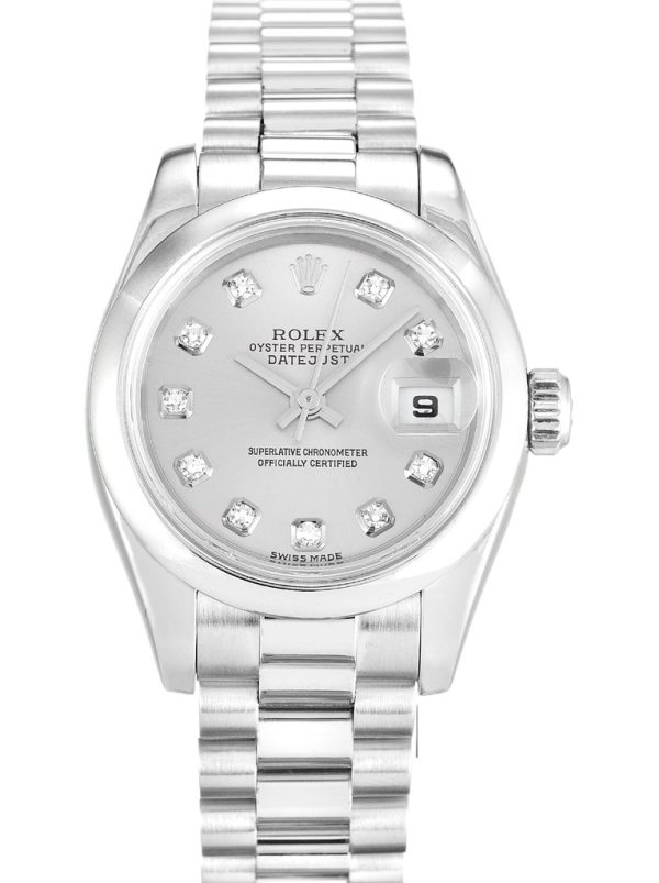 Rolex Replica Lady-Datejust 26mm Silver Dial 179166 Luxury Women's Watch