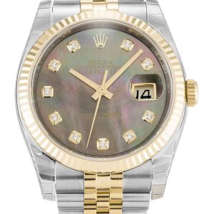 Rolex Datejust Replica 36mm Mother of Pearl _ Black Dial 116233 Luxury High Quality Timepiece