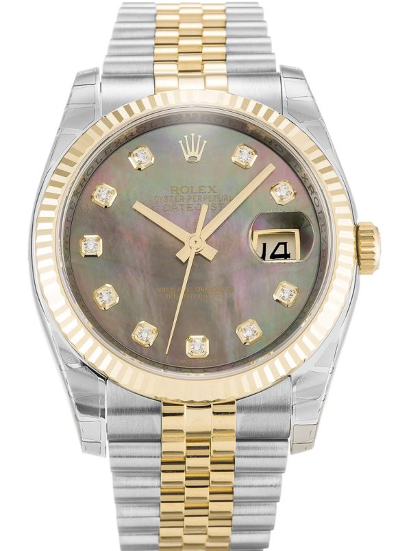 Rolex Datejust Replica 36mm Mother of Pearl _ Black Dial 116233 Luxury High Quality Timepiece