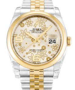 Rolex Datejust Replica 36mm Silver Floral Dial 116203 Luxury Automatic Men's Watch