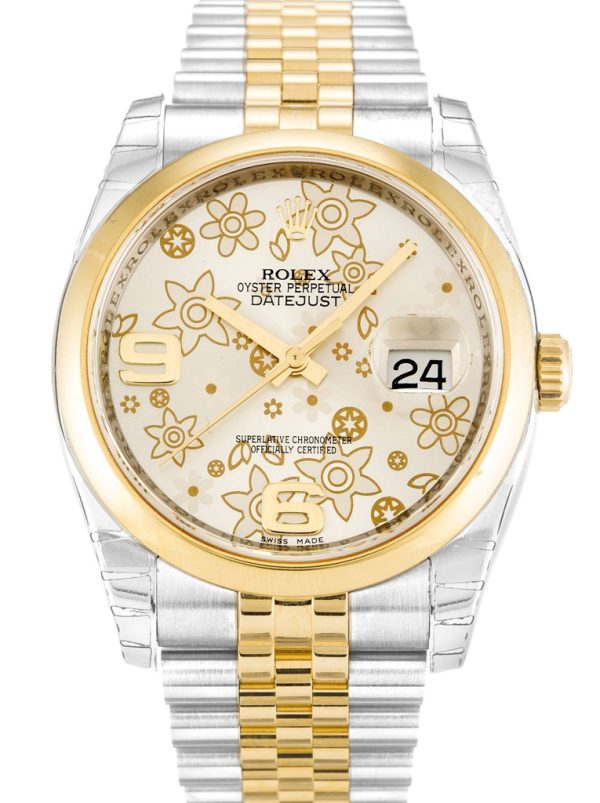 Rolex Datejust Replica 36mm Silver Floral Dial 116203 Luxury Automatic Men's Watch