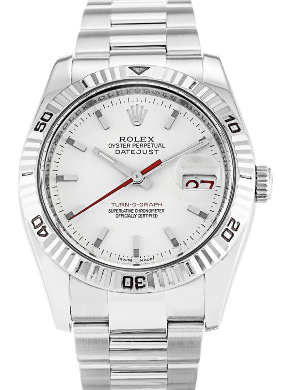 Rolex Datejust Turn-O-Graph Replica 36mm White Dial Luxury Men's Watch