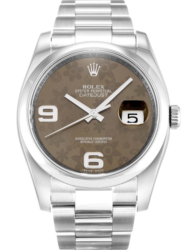 Rolex Datejust Replica 36mm Brown Floral Dial 116200 Luxury Automatic Watch for Men