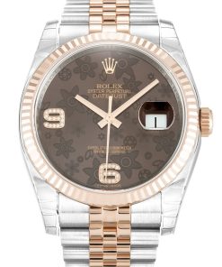 Rolex Datejust Replica 36mm Chocolate Floral Dial 116231 Luxury Automatic Women's Watch