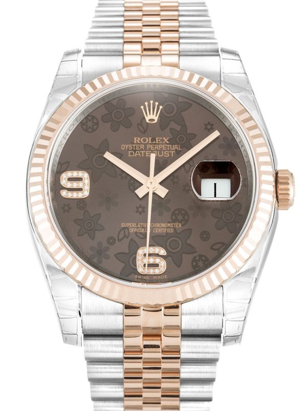 Rolex Datejust Replica 36mm Chocolate Floral Dial 116231 Luxury Automatic Women's Watch