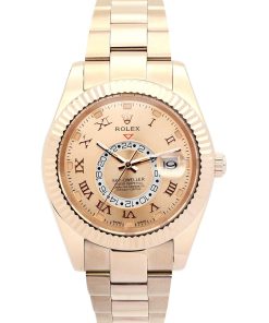 Rolex Sky-Dweller Replica 42mm Champagne Dial 326938-2 Luxury Men's Watch