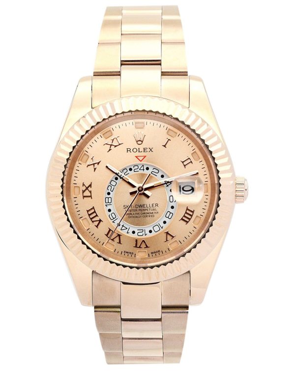 Rolex Sky-Dweller Replica 42mm Champagne Dial 326938-2 Luxury Men's Watch