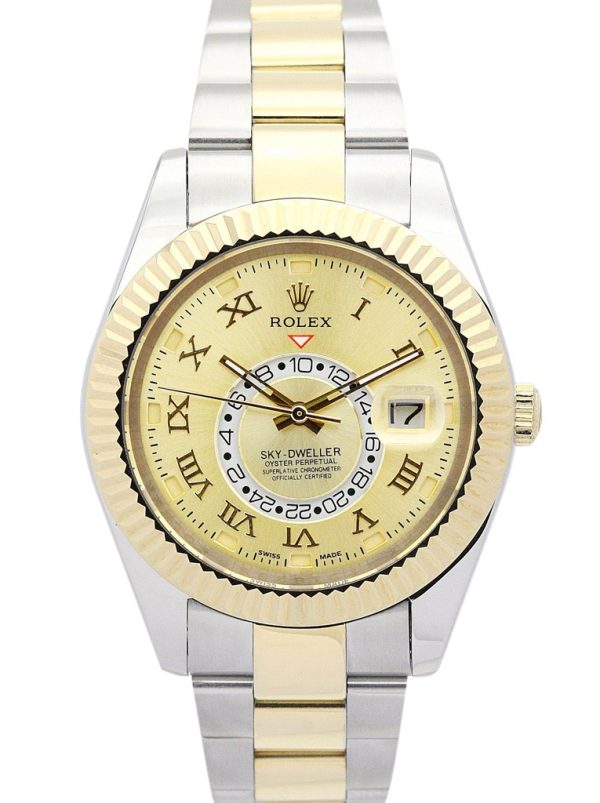 Rolex Replica Sky-Dweller 326938-2 Gold Dial 42mm Luxury Automatic Men's Watch