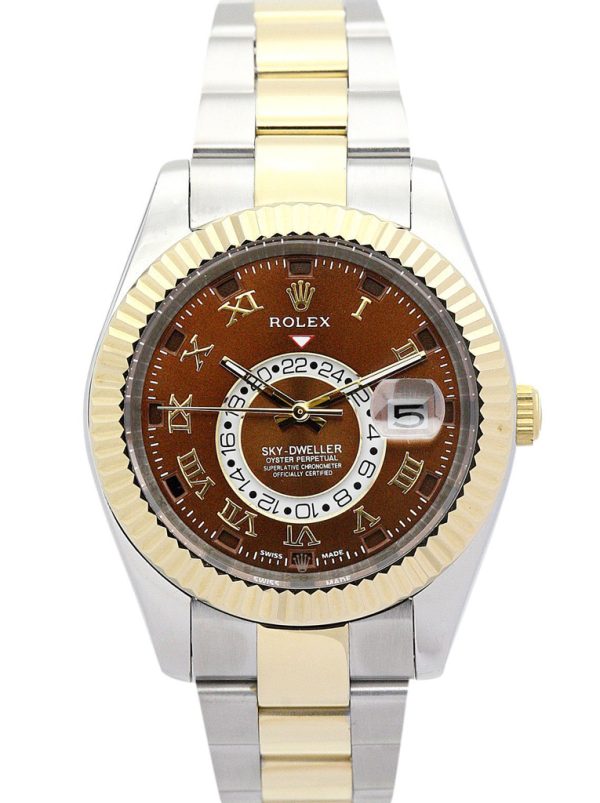 Rolex Sky-Dweller Replica 42mm Brown Dial 326938-2 Luxury Men's Watch