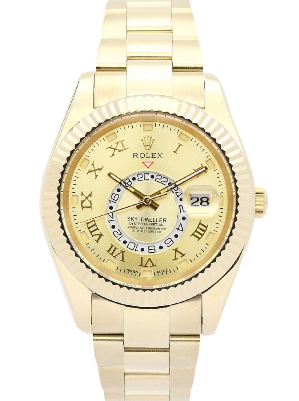 Rolex Sky-Dweller Replica 42mm Champagne Dial 326938 Luxury Men's Watch