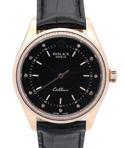 Rolex Cellini Replica 39.5mm Black Dial Luxury Watch for Men