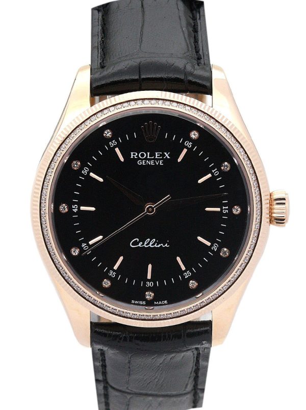 Rolex Cellini Replica 39.5mm Black Dial Luxury Watch for Men