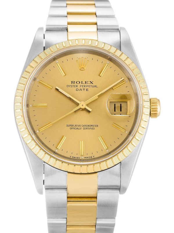 Rolex Oyster Perpetual Replica Date 34mm Champagne Dial Luxury Watch