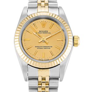 Rolex Oyster Perpetual Replica Lady 24mm Gold Dial 76193 Luxury Women's Automatic Watch