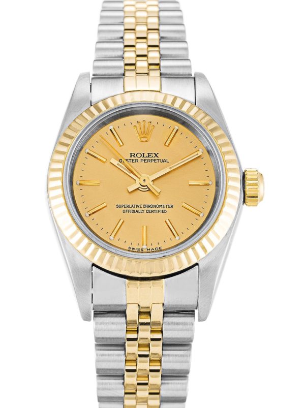 Rolex Oyster Perpetual Replica Lady 24mm Gold Dial 76193 Luxury Women's Automatic Watch