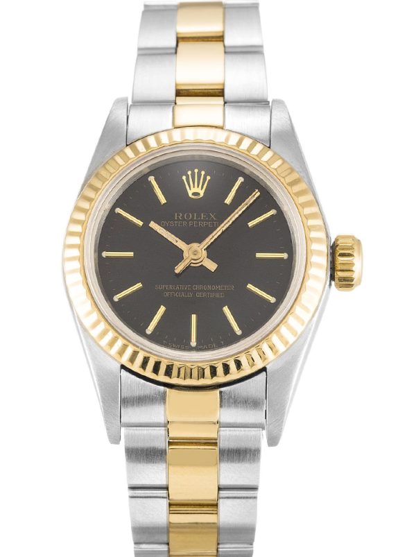 Rolex Oyster Perpetual Replica Lady 24mm Black Dial Luxury Watch - High Quality Automatic Women's Timepiece