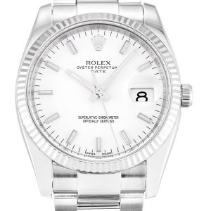 Rolex Oyster Perpetual Date Replica 34mm White Dial Luxury Automatic Watch for Men