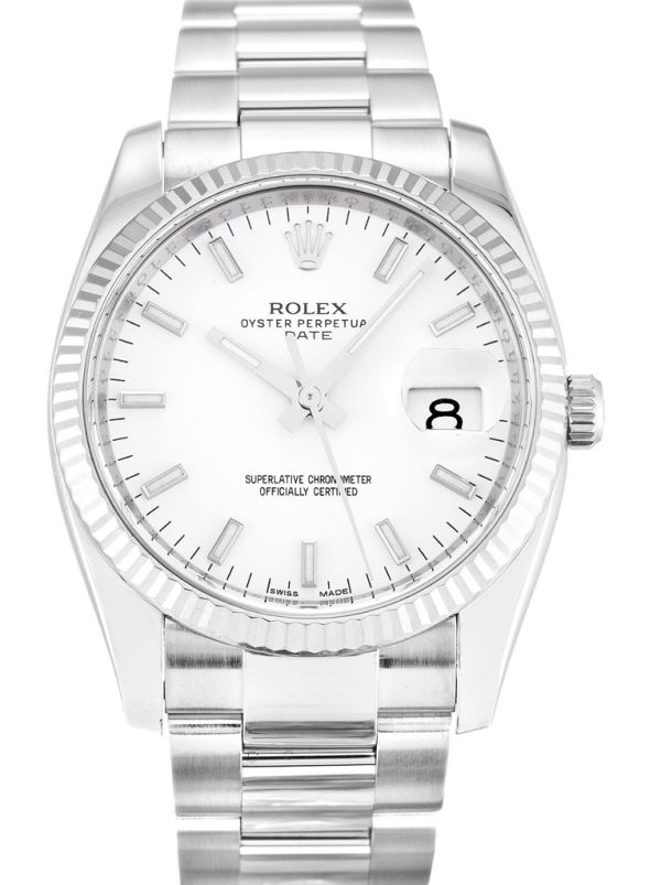 Rolex Oyster Perpetual Date Replica 34mm White Dial Luxury Automatic Watch for Men
