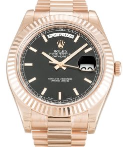Rolex Day-Date II Replica Luxury Men's Watch 40mm Black Dial 218235-2 High Quality