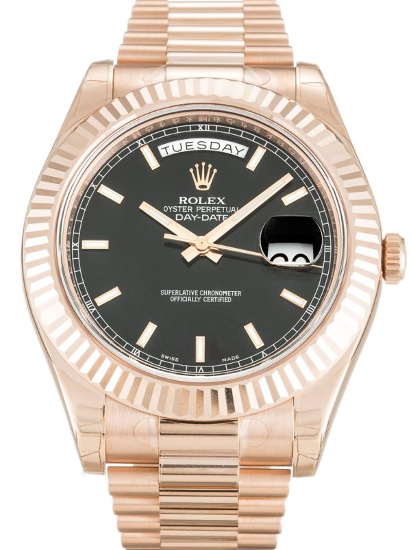 Rolex Day-Date II Replica Luxury Men's Watch 40mm Black Dial 218235-2 High Quality