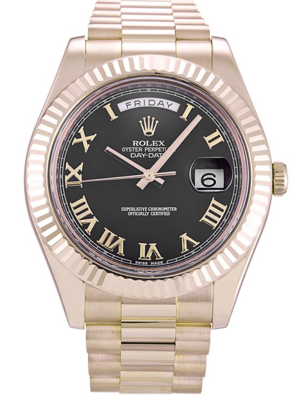 Rolex Day-Date II Replica 40mm Black Dial Luxury Wristwatch for Men