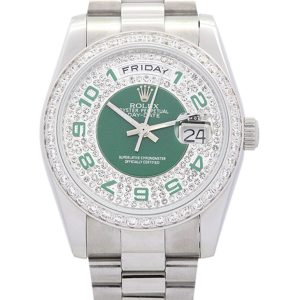 Rolex Day-Date Replica 118346 Green and Silver with Diamonds Dial 36mm Luxury
