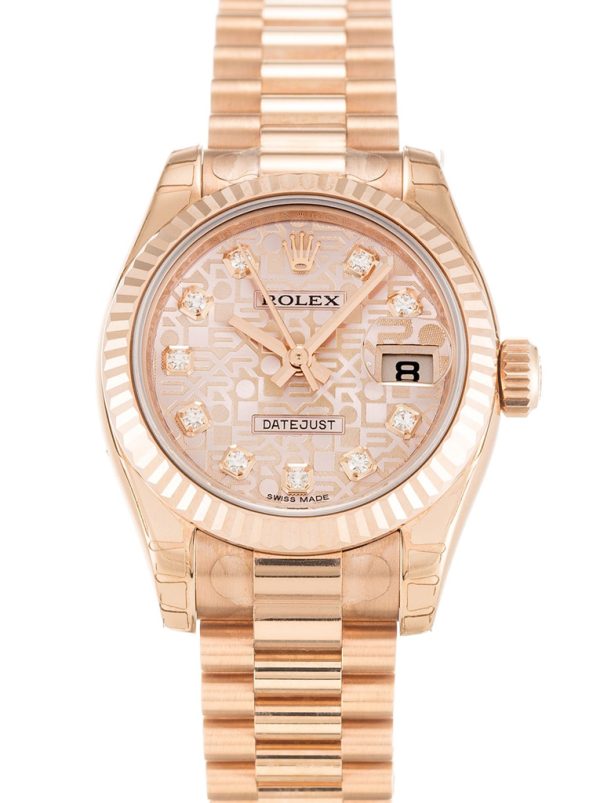 Rolex Lady-Datejust Replica 26mm Rose Dial 179175 Luxury High Quality Women's Watch