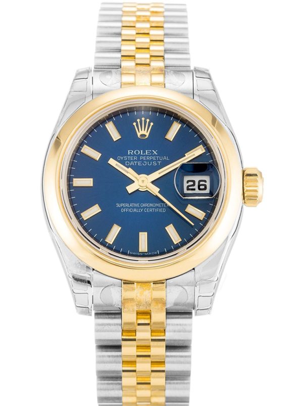 Rolex Lady-Datejust Replica 26mm Blue Dial 179163 Luxury Women's Watch