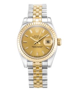 Rolex Lady-Datejust Replica 26mm Champagne Dial 179173-3 Luxury High-Quality Timepiece