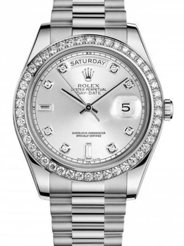 Rolex Day-Date Replica 36mm Silver Dial 118346 Luxury High Quality Watch