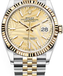 Rolex Datejust Replica 36mm Gold Palm Motif Dial 126233 Luxury High Quality Timepiece
