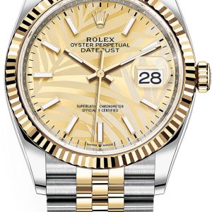 Rolex Datejust Replica 36mm Gold Palm Motif Dial 126233 Luxury High Quality Timepiece
