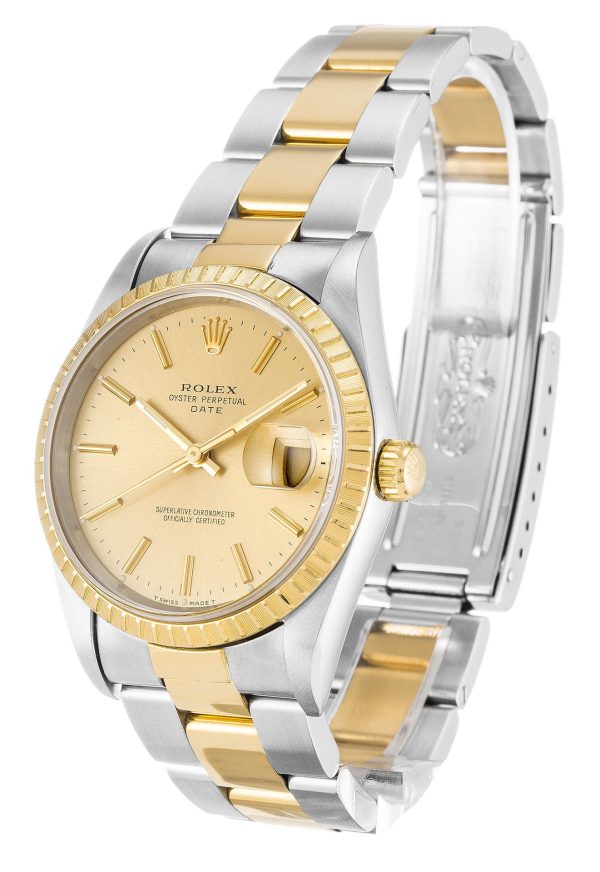 Rolex Oyster Perpetual Replica Date 34mm Champagne Dial Luxury Watch - Image 2
