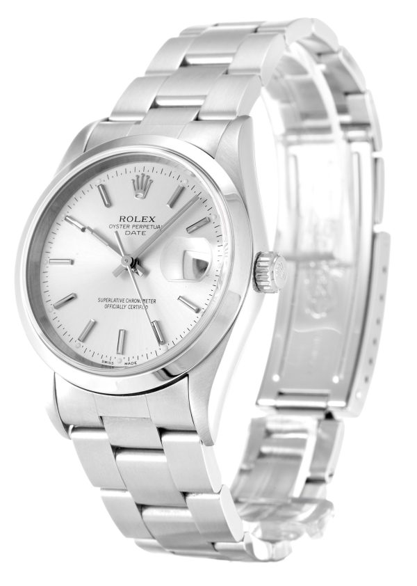 Rolex Replica Oyster Perpetual Date 34mm Silver Dial 15200 Luxury High Quality Timepiece - Image 2