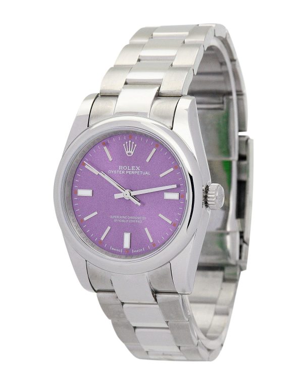 Rolex Oyster Perpetual Replica Lady 31mm Purple Dial 177200 - High Quality Luxury Watch - Image 2