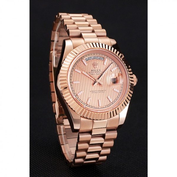 Rolex Day-Date Superclone Replica 40mm Rose-Gold Dial Luxury High-Quality Timepiece - Image 3