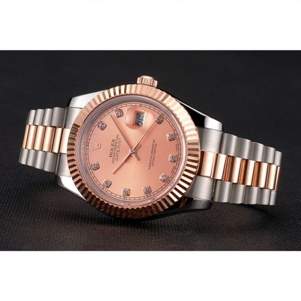 Rolex Datejust Superclone Replica 41mm Rose-Gold Dial Luxury Men's Watch - Image 5
