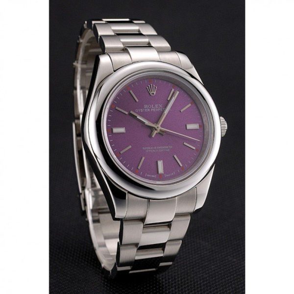 Rolex Oyster Perpetual Replica Date 41mm Purple Dial Luxury Watch - Image 3