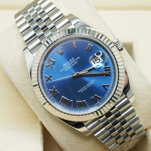 Rolex Datejust Replica 41mm Blue Dial 126334 Jubilee Roman Dial Luxury Men's Watch - Image 3