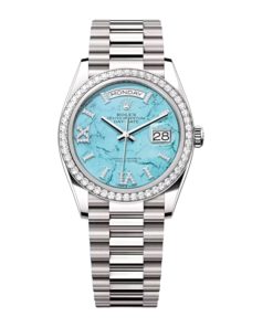 Rolex Day-Date Replica 128349RBR Turquoise Dial 36 mm Luxury High Quality Watch