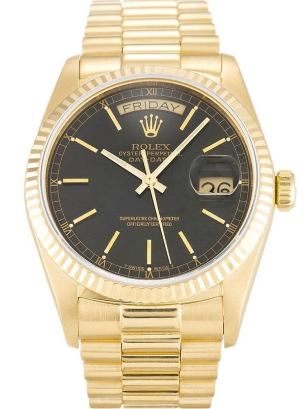 Rolex Day-Date Replica 36mm Black Dial 18038 Luxury High-Quality Watch