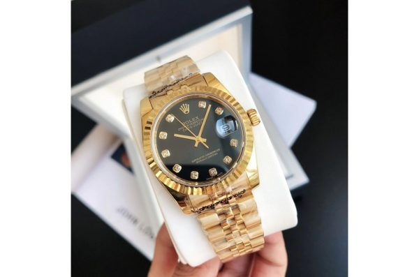 Rolex Datejust Replica 36/28mm RG/RG Jubilee Black Dial Luxury Watch - Image 2