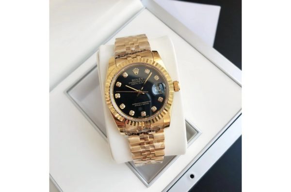 Rolex Datejust Replica 36/28mm RG/RG Jubilee Black Dial Luxury Watch - Image 6