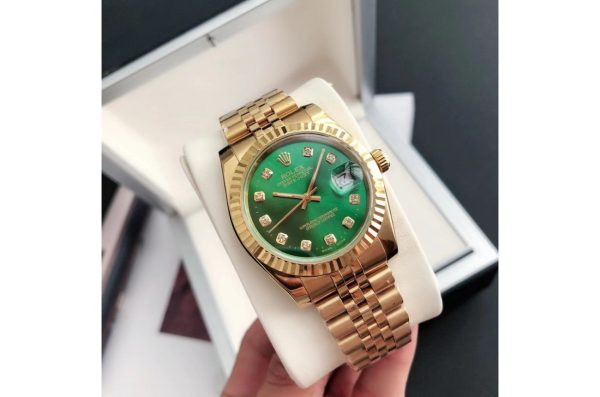 Rolex Datejust Replica 36/28mm Rose Gold/Rose Gold Jubilee Green Dial Luxury Watch - Image 2